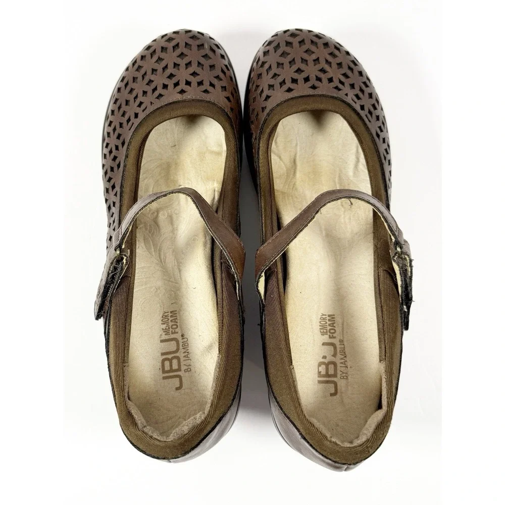 JBU By Jambu Alicante Mary Jane Wedge Heel Clog Buckle Memory Foam Y2K Brown 9M - Picture 8 of 16